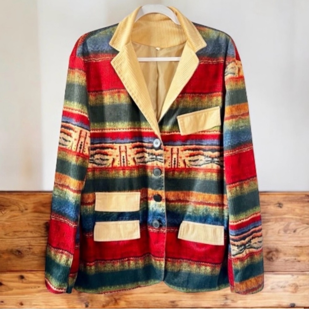 Women’s Aztec Boho Corduroy Jacket Size 2X